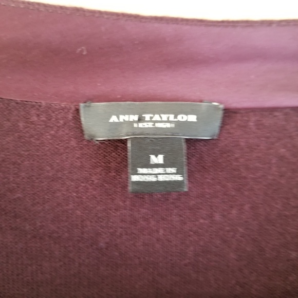 Ann Taylor Eggplant Wool Cardigan, Medium - Picture 6 of 8